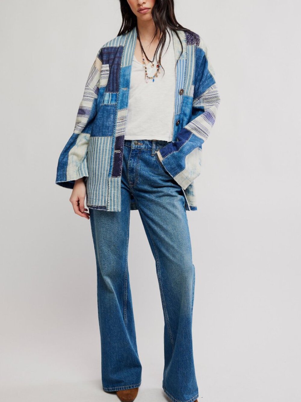 FREE PEOPLE We The Free Evie Kimono / Indigo Patchwork - Picture 6 of 7